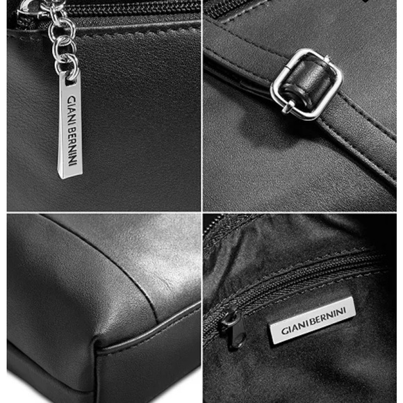 NEW GIANNI BERNINI BLACK SOFT LEATHER NAPPA XB CROSSBODY - Picture 3 of 7